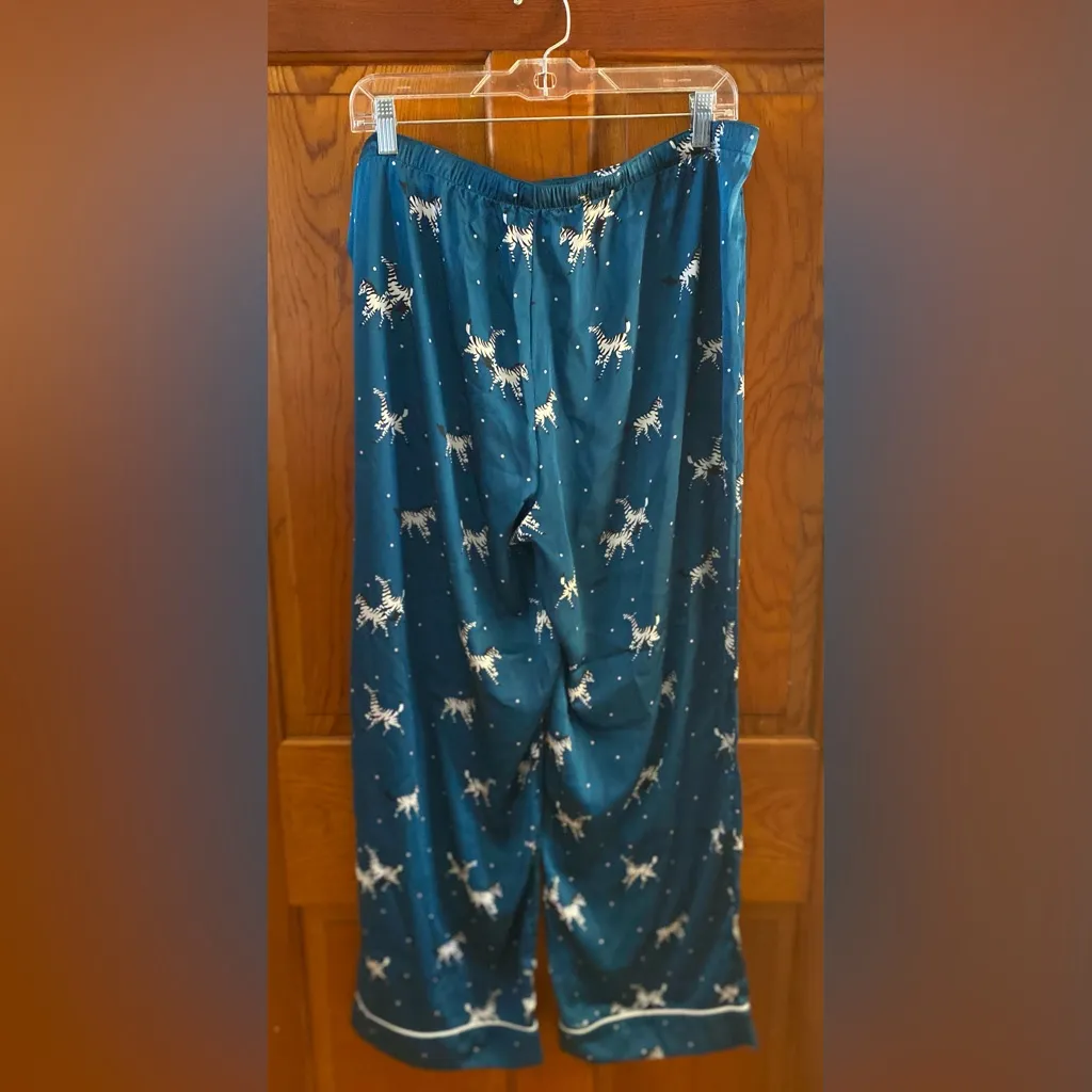 LOFT pajama pants, size L, teal/zebra print 🐝 - Image 2