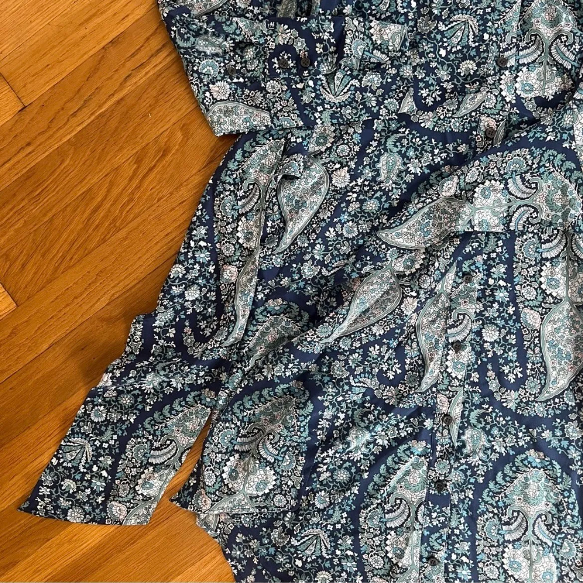 Tie-Front Paisley Silk Shirtdress - Image 6