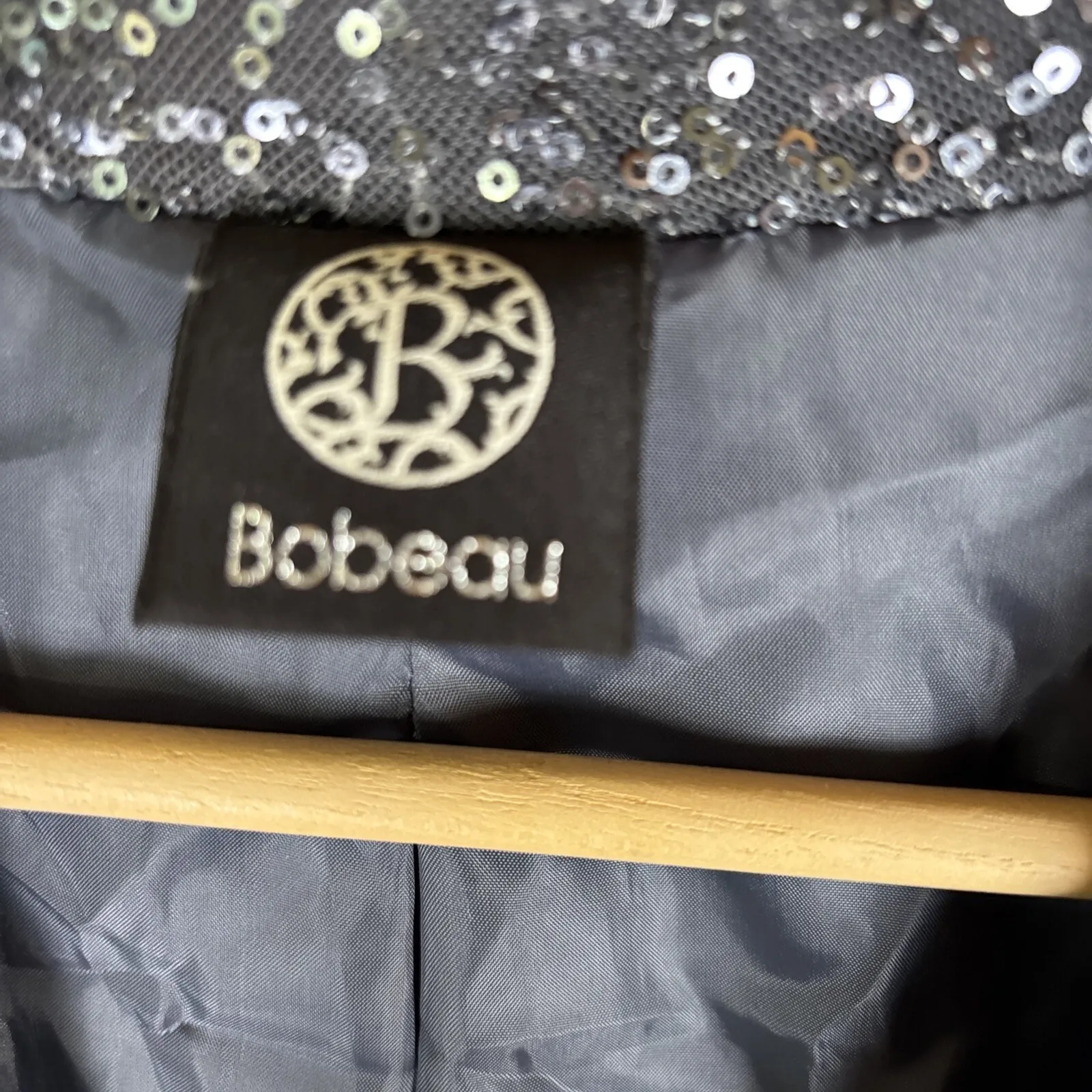 Bobeau Sequin Jacket Womens Sz S Grey Open Front Lapel Party Coat Blazer - Image 4