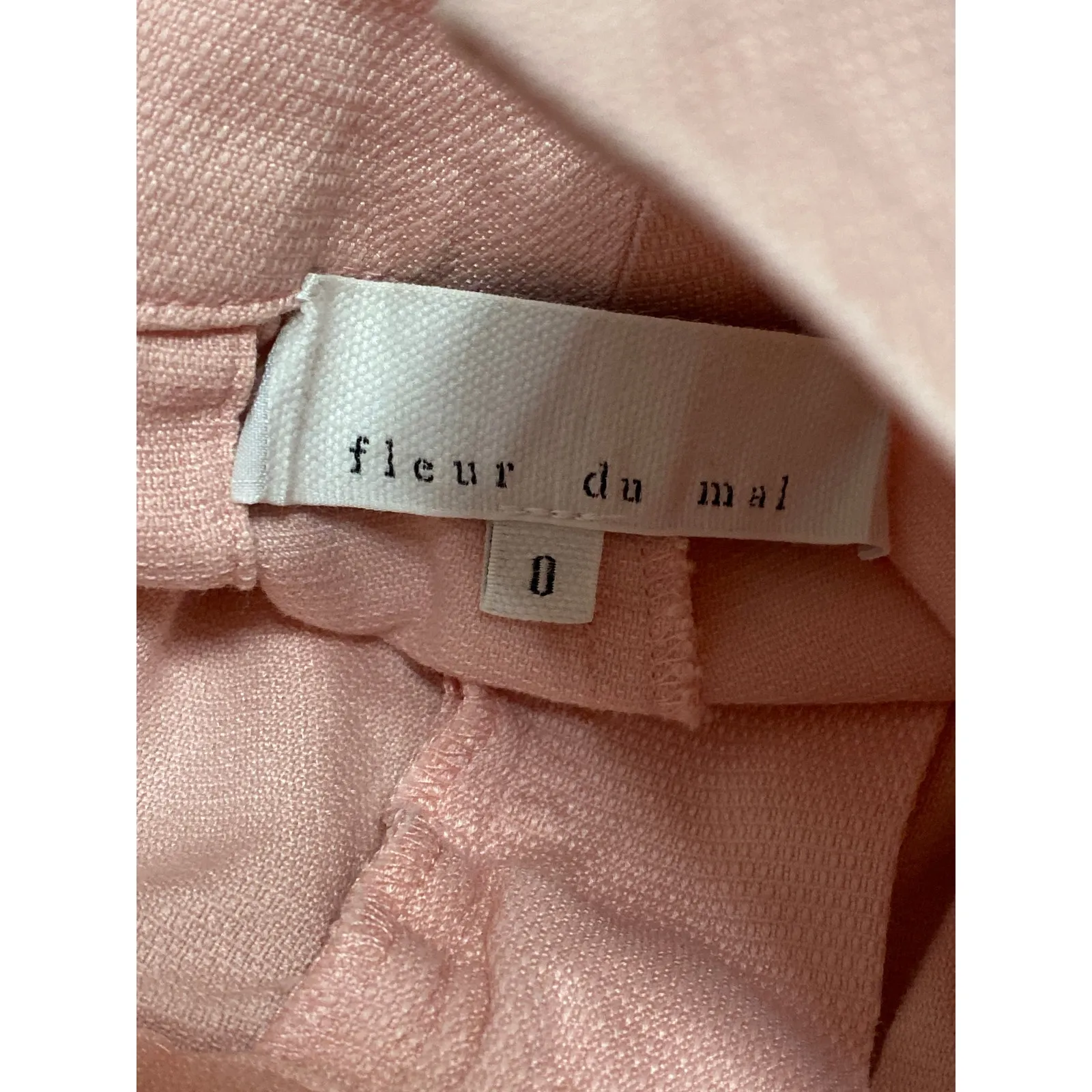 Fleur du Mal Women's Pink Silk Wool Mid Rise Slim Straight Leg Trousers Pants 0 - Image 3