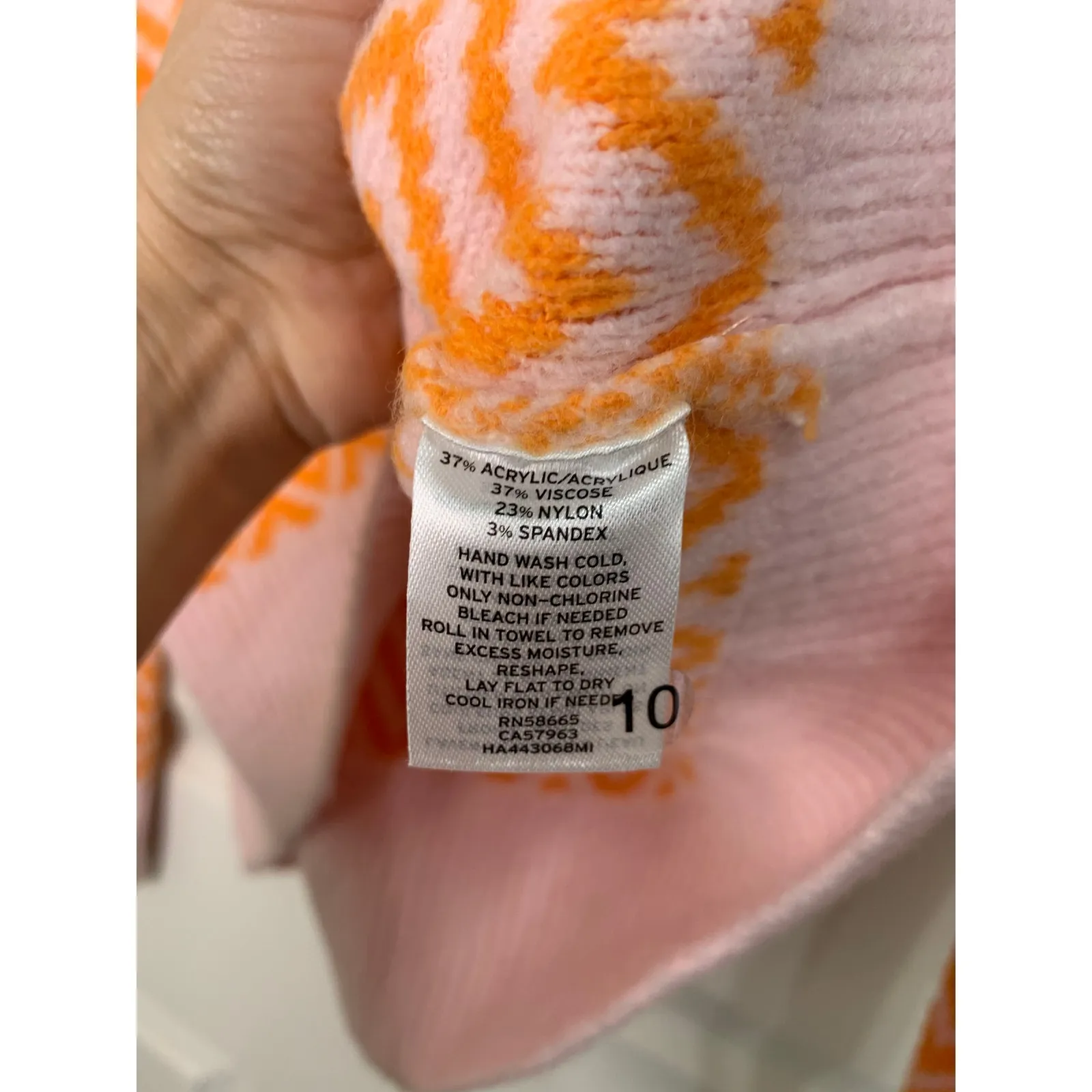 Halogen X Atlantic-pacific Boxy Zigzag Sweater‎ Pink Shadow Orange Flame XS NWT - Image 6