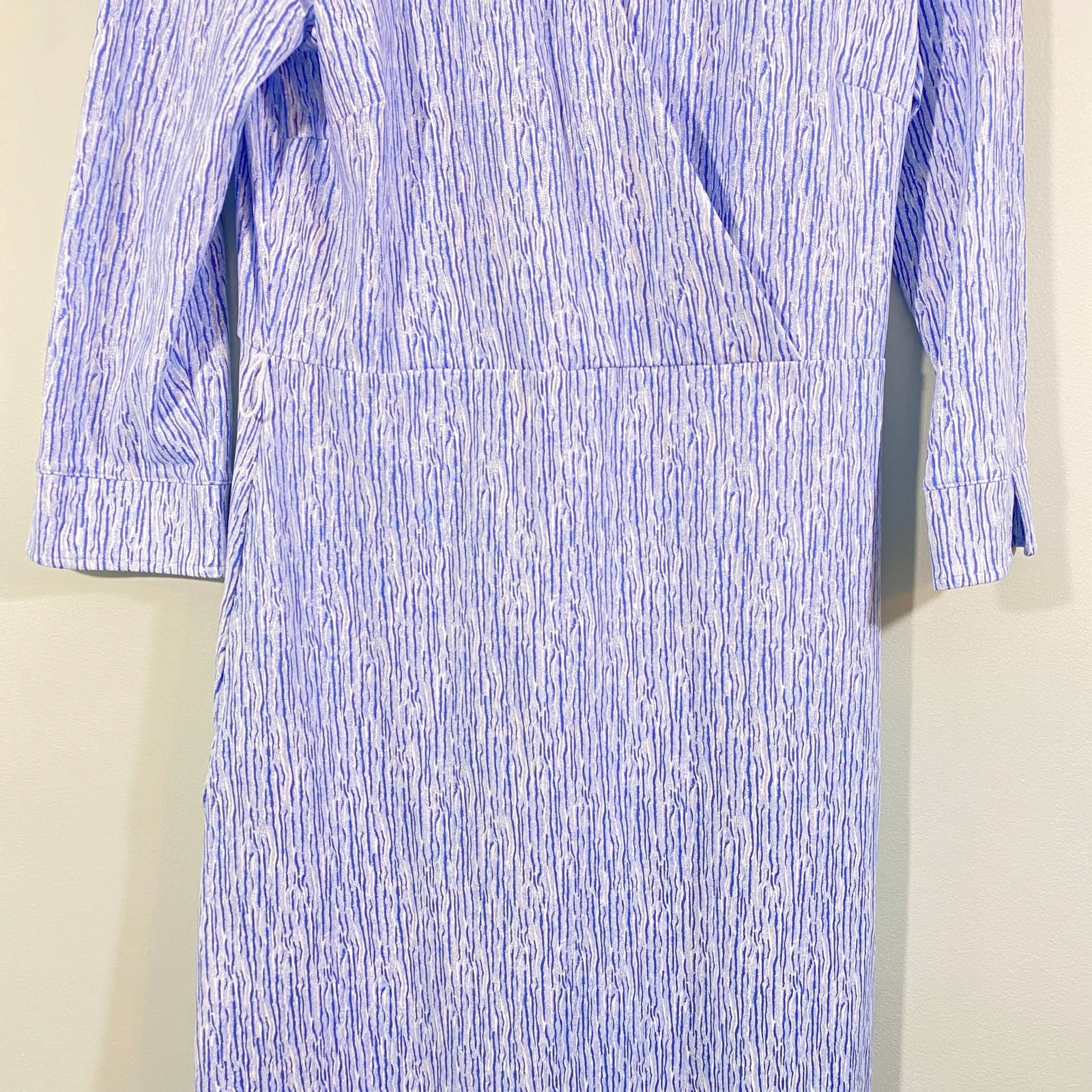 J McLaughlin Women Blue Textured Ridge Faux Wrap Catalina Knit Verte Dress Sz M Size M - Image 3