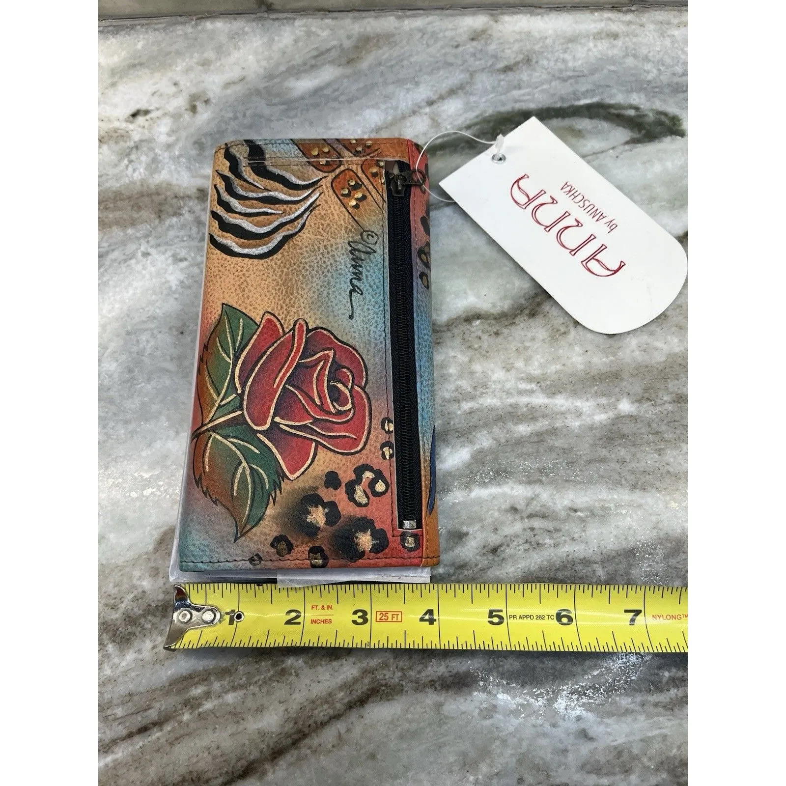 Anuschka Women's Wallet Butterfly Roses Floral Design Trifold Bills Credit Coin - Image 4