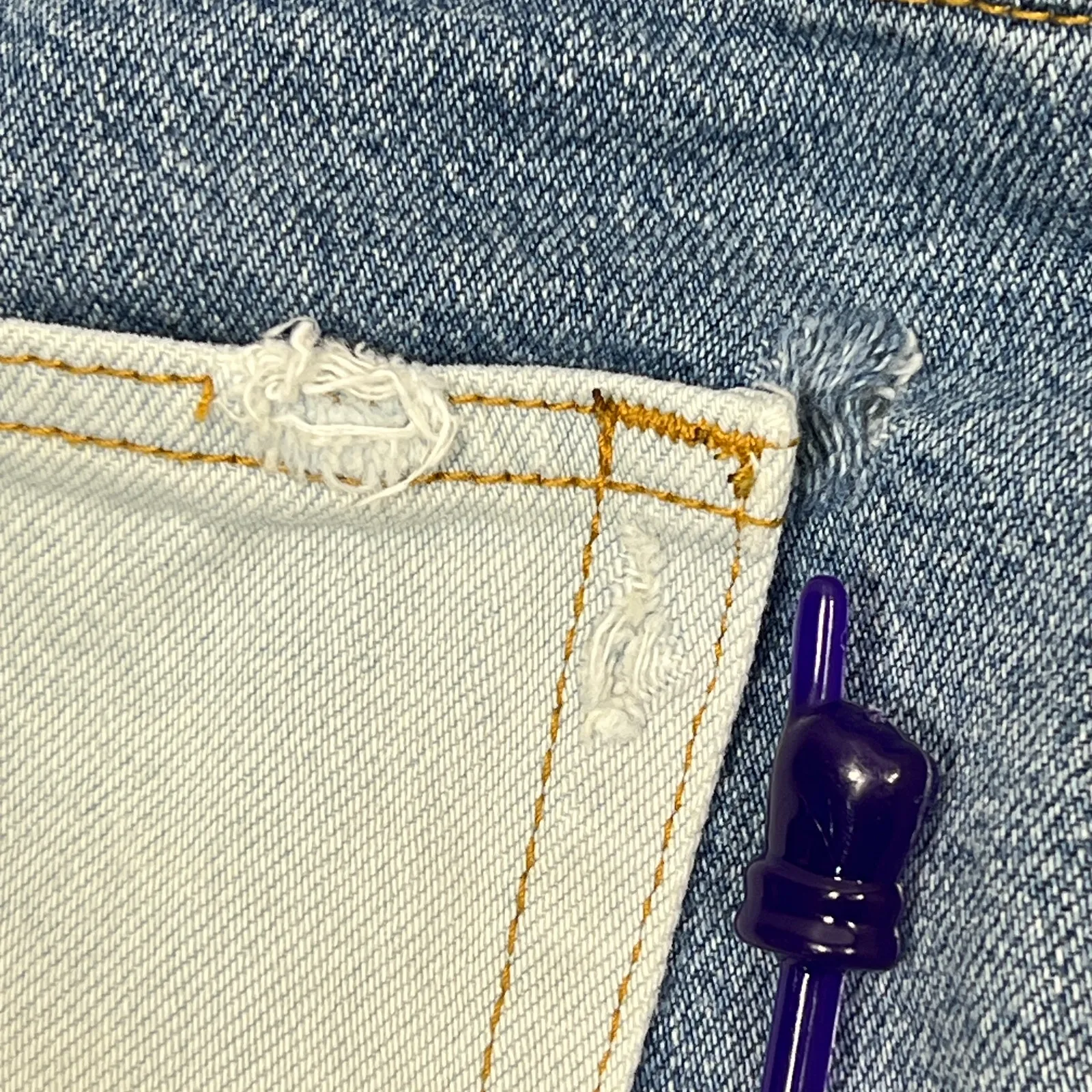 We The Free People Micro Mini Jean Skirt 30" Patchwork Denim DISTRESSED Thrashed - Image 7