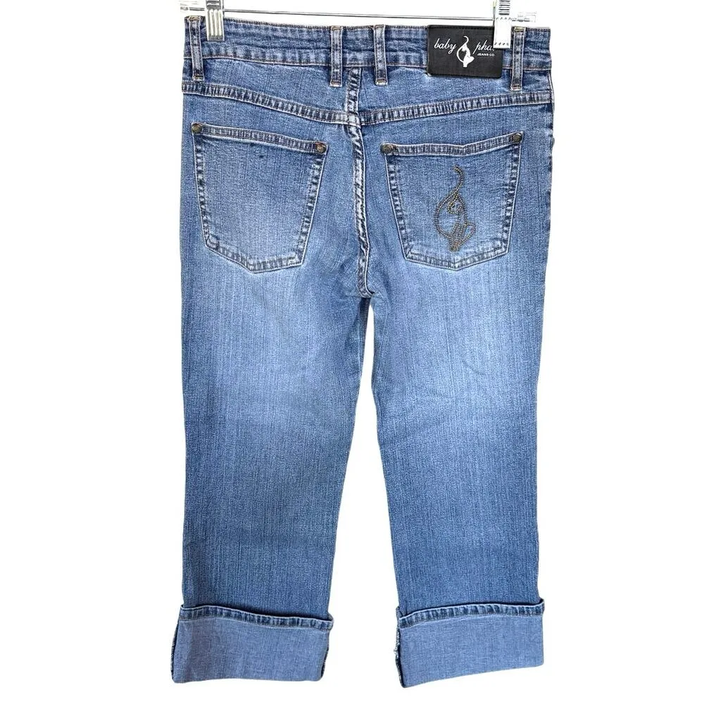 Baby Phat Y2K Cuffed Medium Wash Jeans 2000s McBling Jersey Shore EUC Womens 3 - Image 6