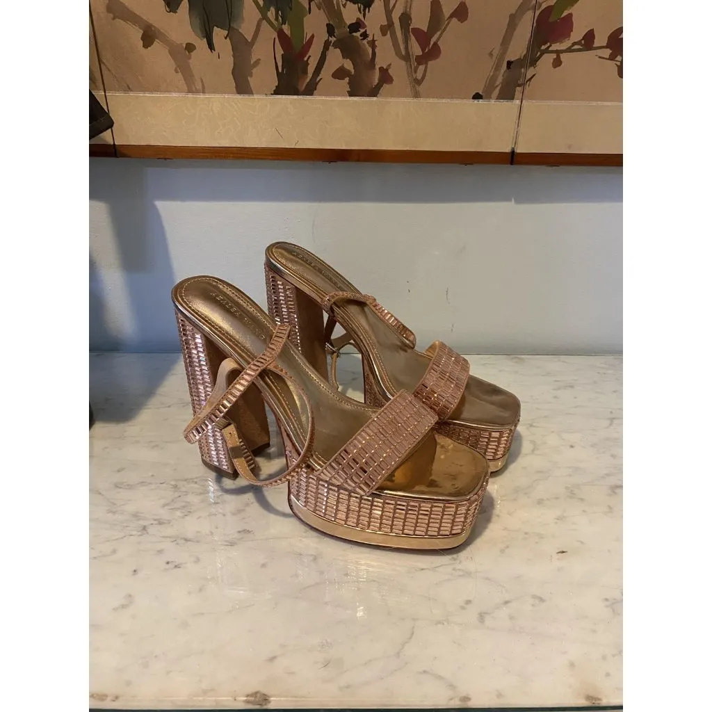Azalea Wang Catriona Platform Heels Womens Size 11 Rose Gold Strappy Blo Sandals - Image 2