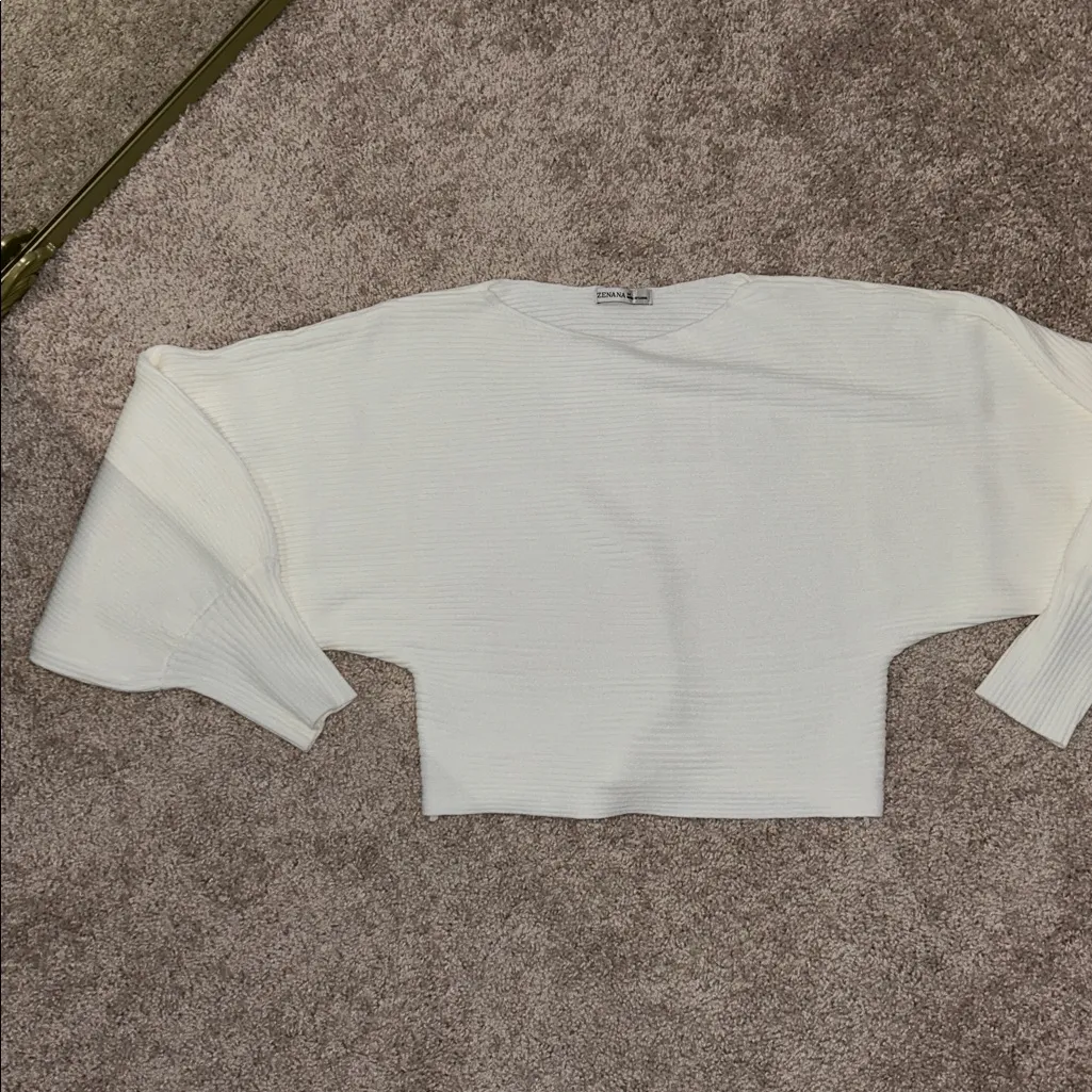 Ribbed dolman balloon sleeve Sweater. M - Image 11