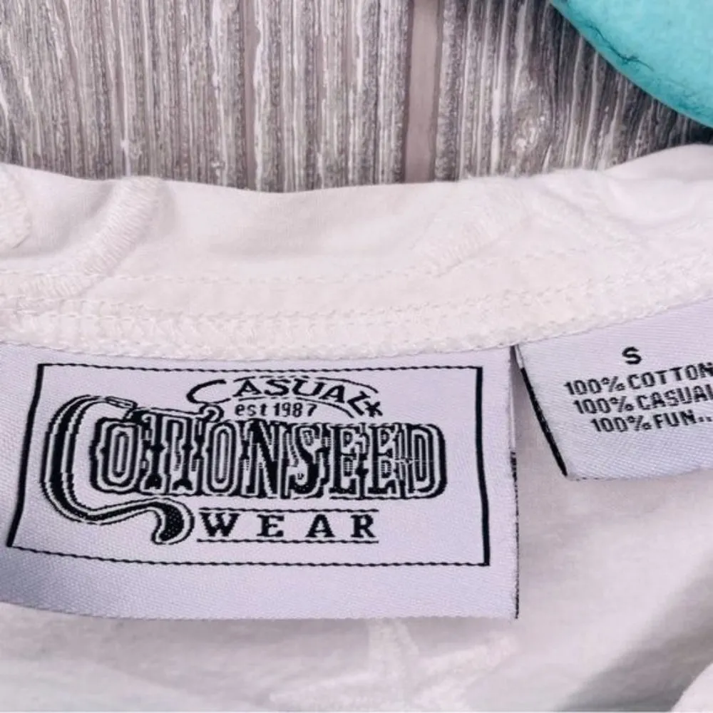 Casual cotton seed nautical star fish palm shirt w/ wood buttons tropical shirt White - Image 5