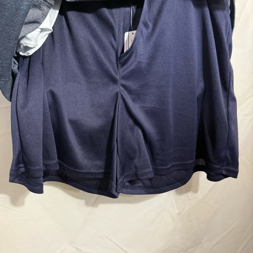 Christopher & Banks Dark Blue Denim Trendy Mini Skort, Size 16 NWT - Image 11
