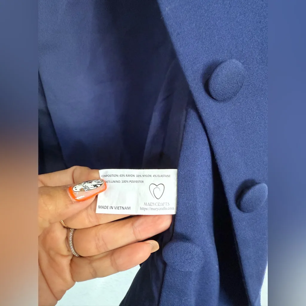 Marycrafts Navy Blue Buttoned Blazer size small - Image 7