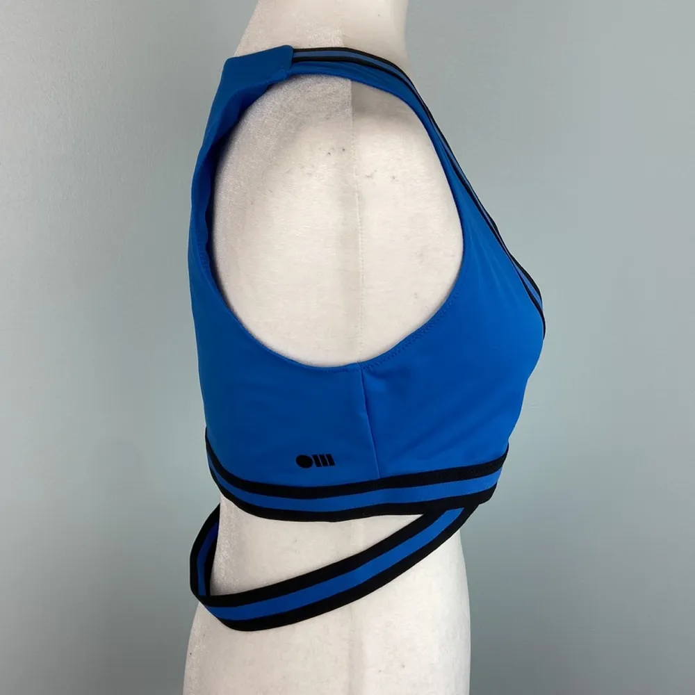 SOLID & STRIPED SPORT Freestyle Deep V Elastic Band Bra in Sapphire/Black Size L - Image 4