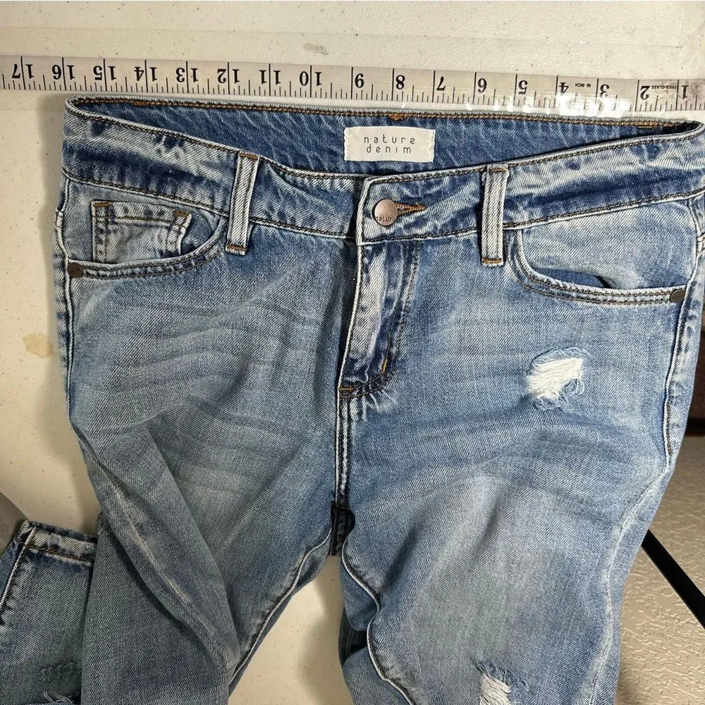 Nature Denim Jeans NT2105M Boyfriend Light Destroyed Denim‎ Jeans Size 26 Blue - Image 7