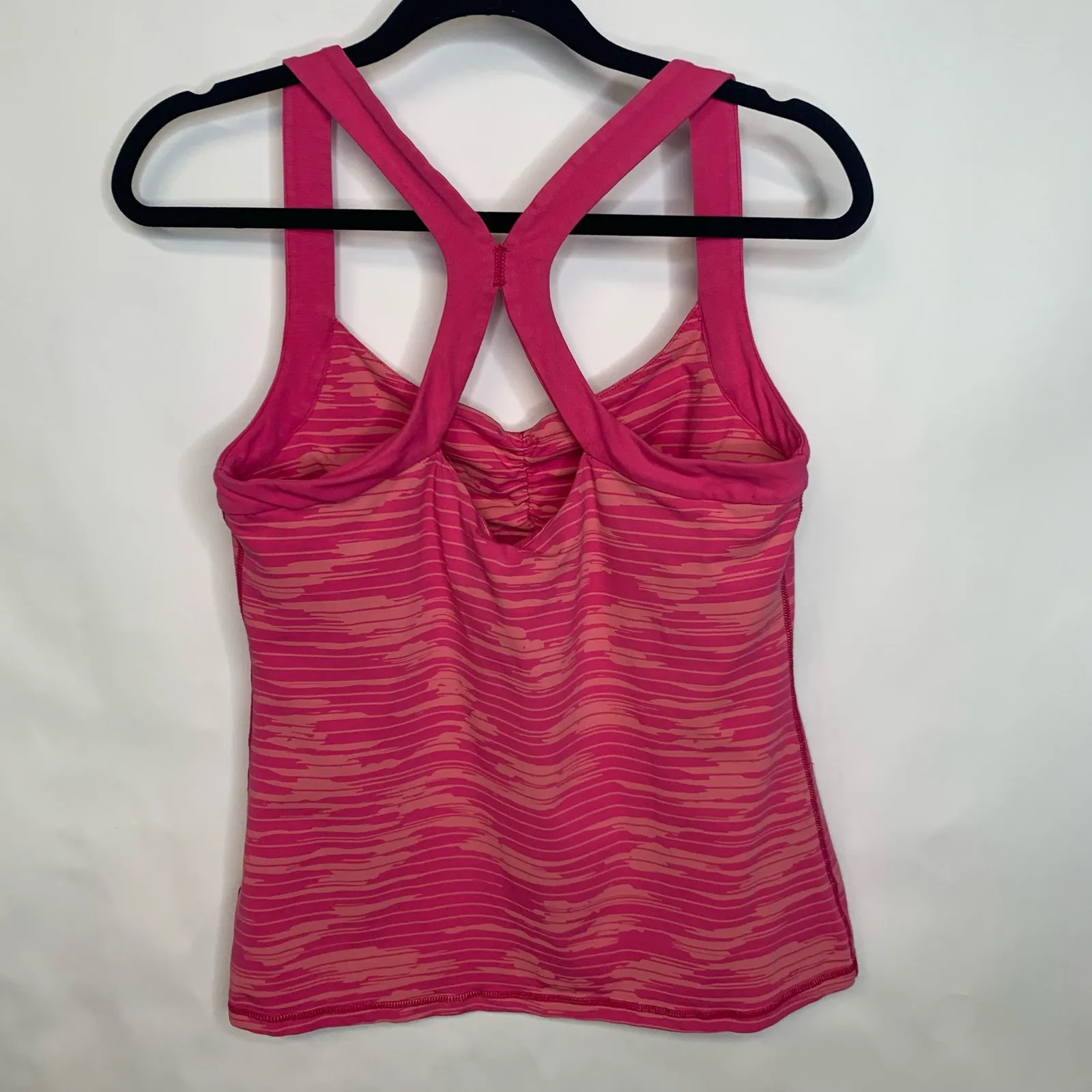 North Face Workout Top Built In Bra Sz Large Pink Orange - Image 6