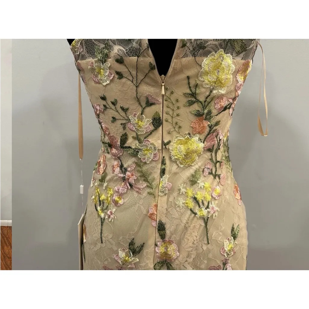 Mac Duggal 68606 Yellow Multi One Shoulder Floral Embroidered Gown Sz 4 - Image 8