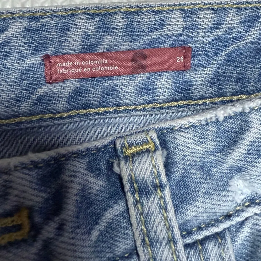 Anthropologie Pilcro Straight Leg Distressed Jeans Ripped Denim Pants Size 26 - Image 4