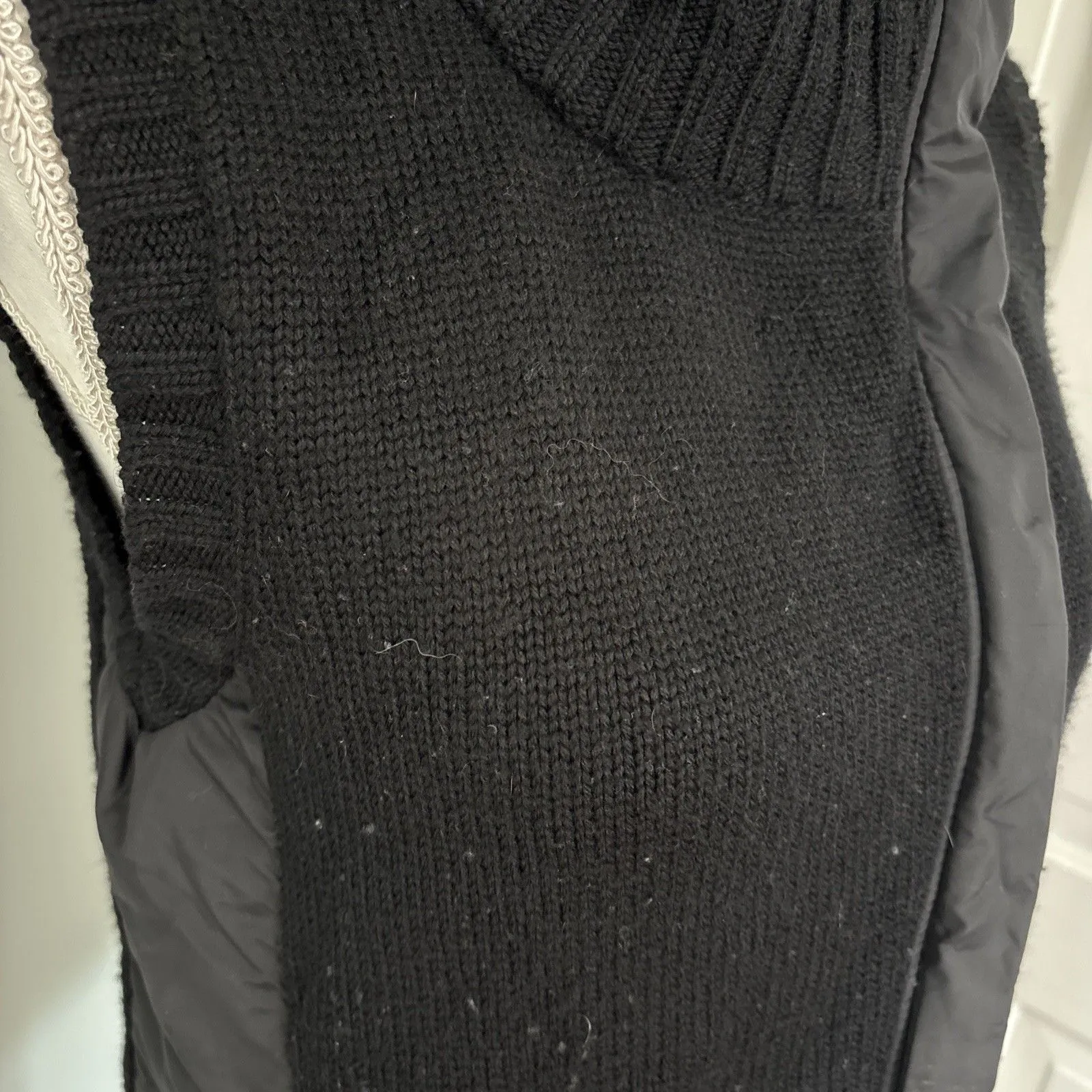 Eileen Fisher Womens SMALL Black Merino Wool Sleeveless Knit Full Zip Vest - Image 2