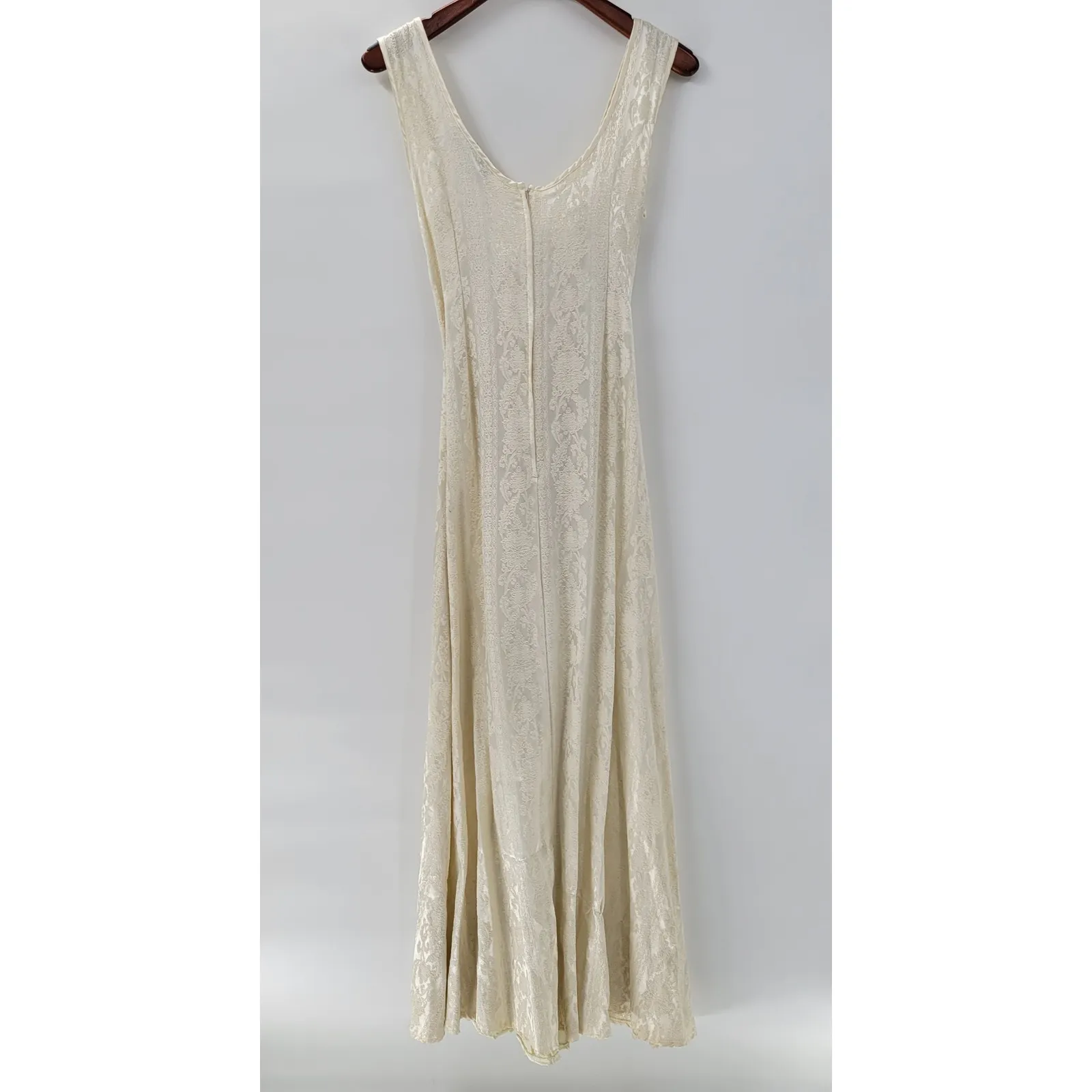 Vtg Subterranea Gown Corset Maxi Dress M Cream Lace Up Front Cosplay Baroque Size M - Image 2