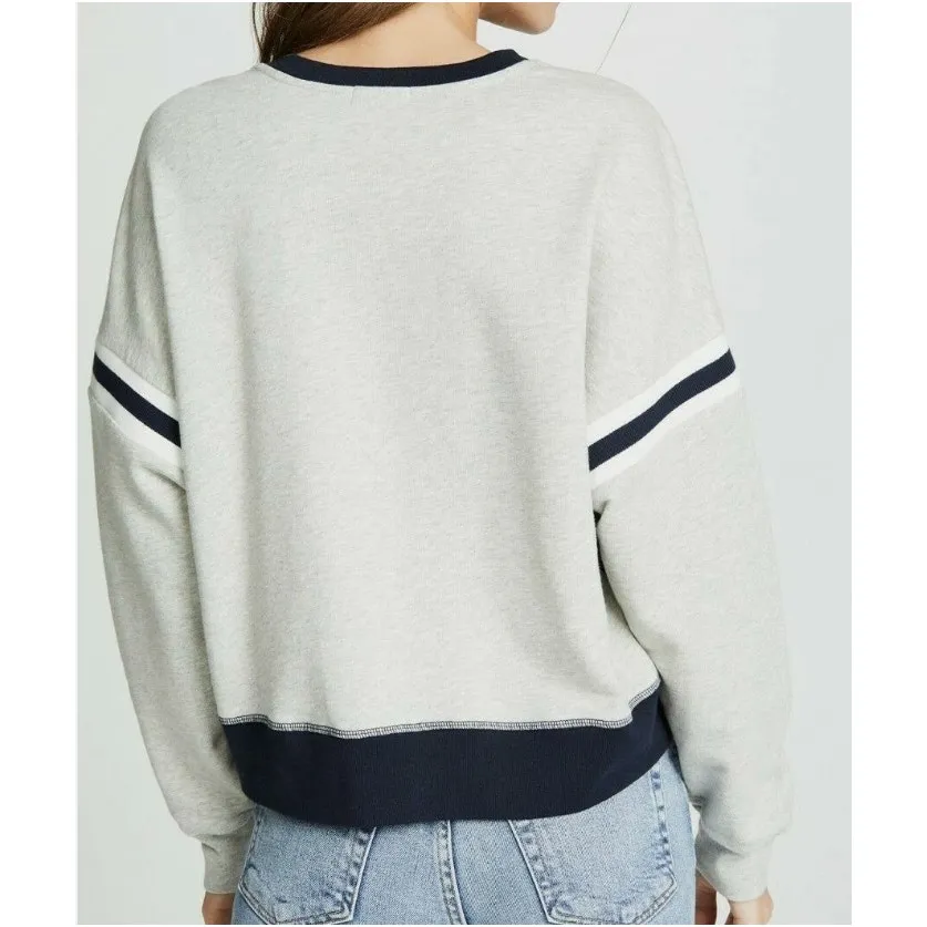 Joie Macrina Sweatshirt Womens XS Midnight Navy Gray Colorblock Pullover Cozy - Image 4