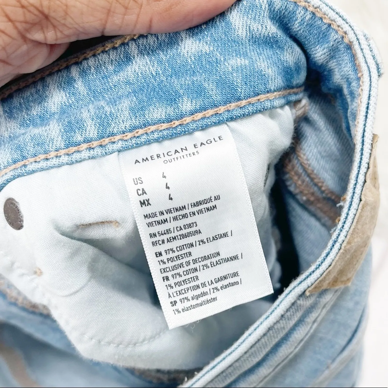 American Eagle‎ Women's Super Stretch Raw Hem Denim Jeans Size 4 - Image 5