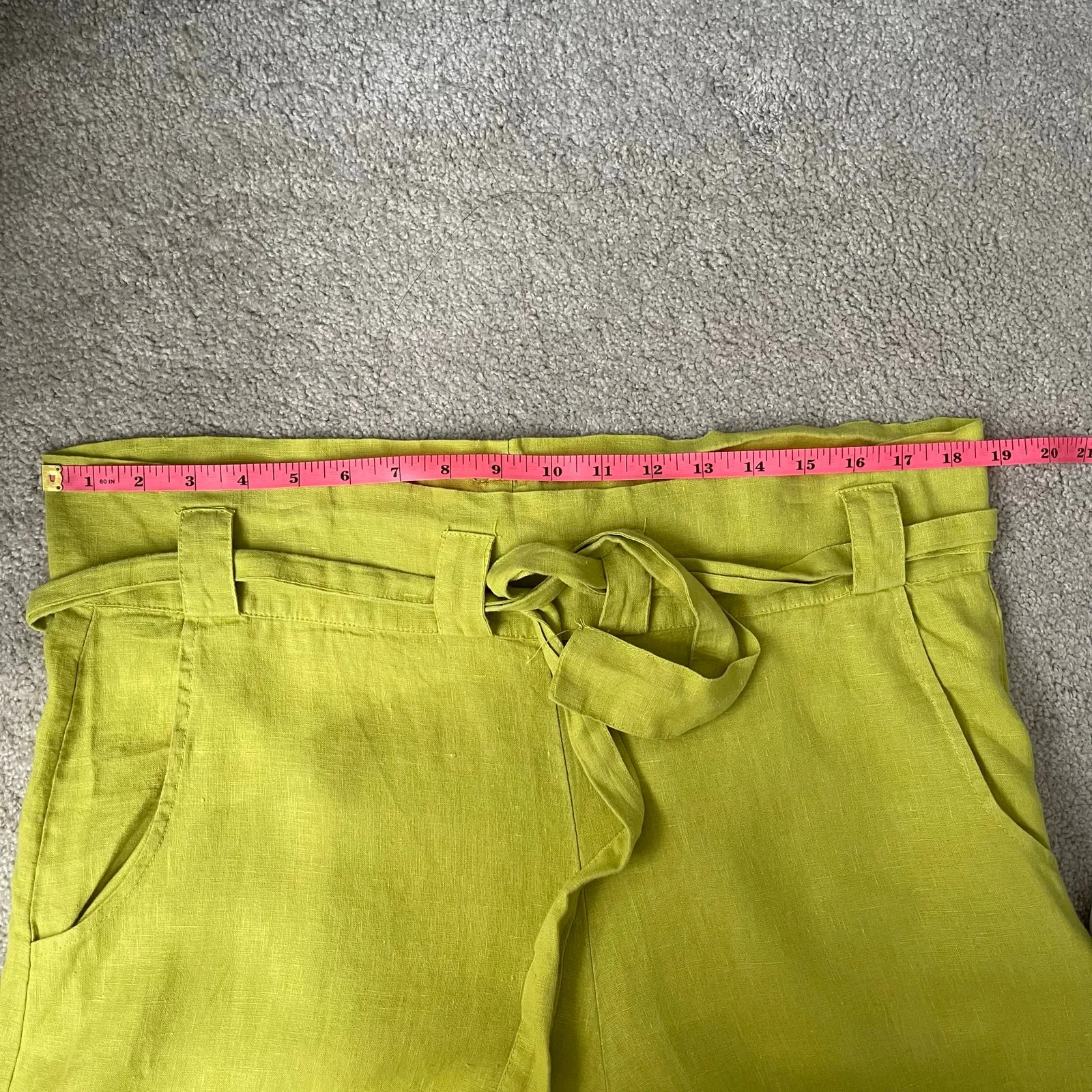 Bryn Walker Linen Chartreuse Green Wide Leg Flowy Pants (Small) - Image 10