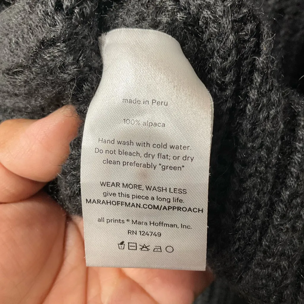 MARA HOFFMAN Lofty Alpaca RYAN CARDIGAN Black Shawl Collar - Image 6