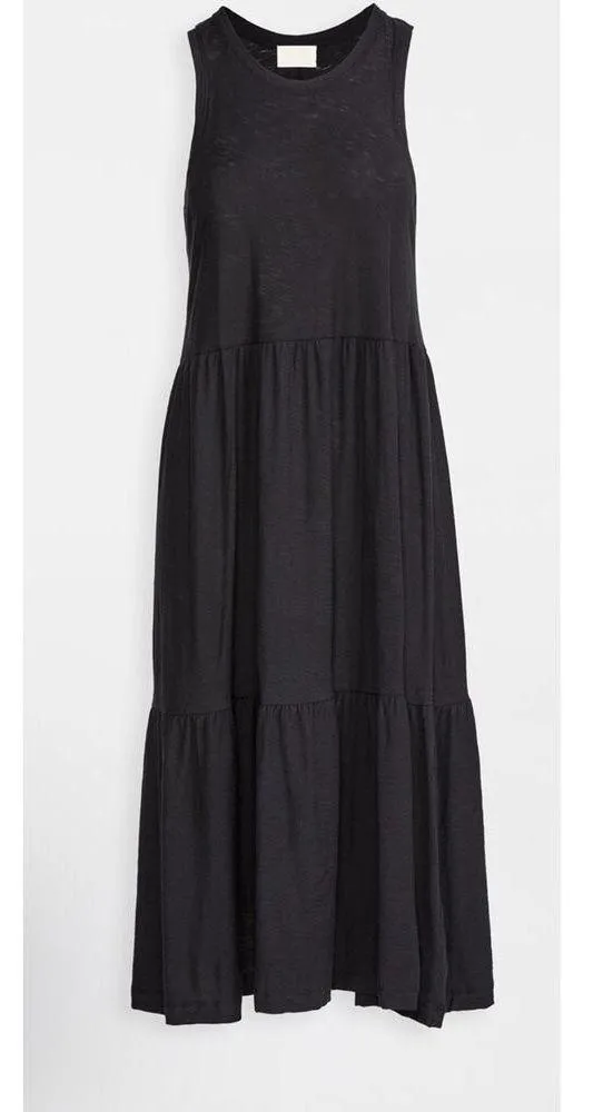 Nation LTD Melissa Dress Size S Neutral Pima Cotton Tiered Midi Lightweight - Image 2