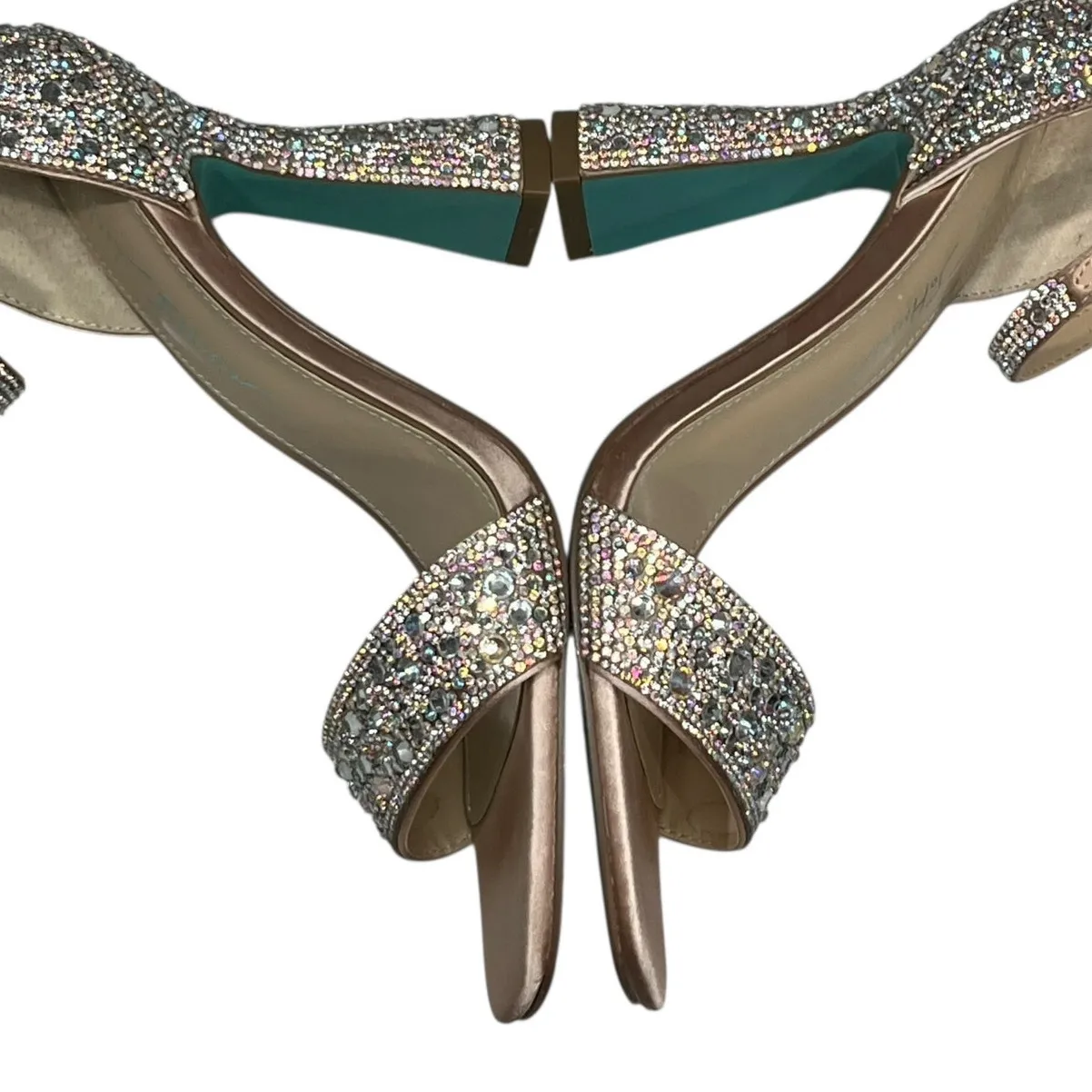 Betsey Johnson Dani Evening Sandals 7 Ankle Strap Rhinestone Sparkle Heels Glam - Image 9