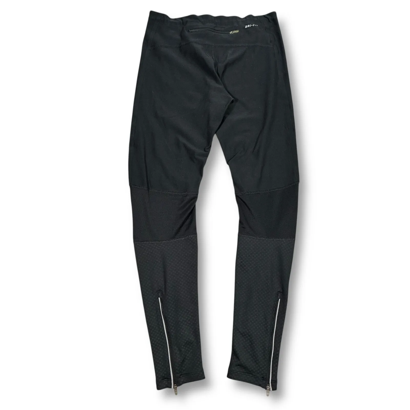 Nike Dri-Fit Women Running Tights Leggings Black Ankle Zippers Logo Size S - Image 2