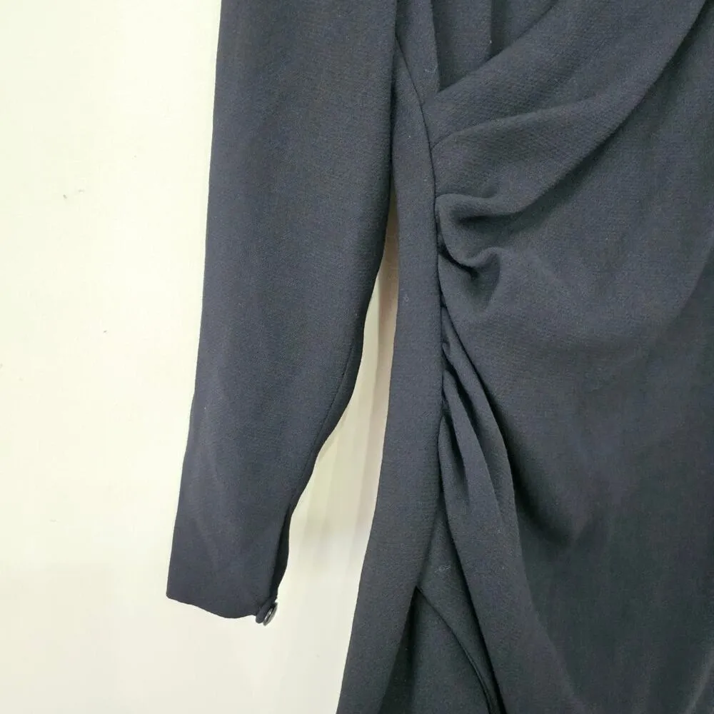 Giorgio Armani Le Collezioni Black Long Sleeves Ruched Wool Dress Womens Size 6 - Image 6