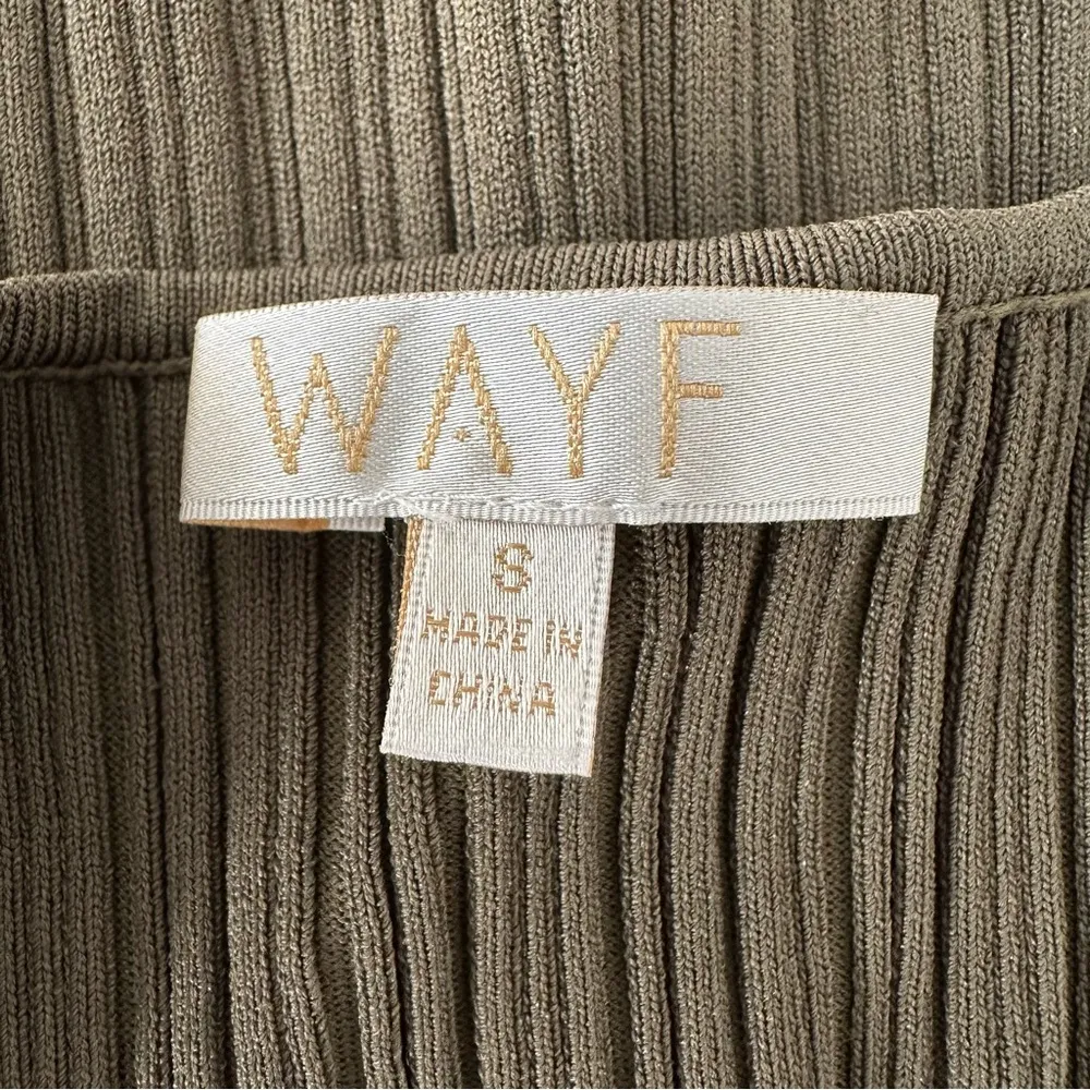 WAYF Alexi Long Sleeve Rib Midi Dress Olive - Image 4