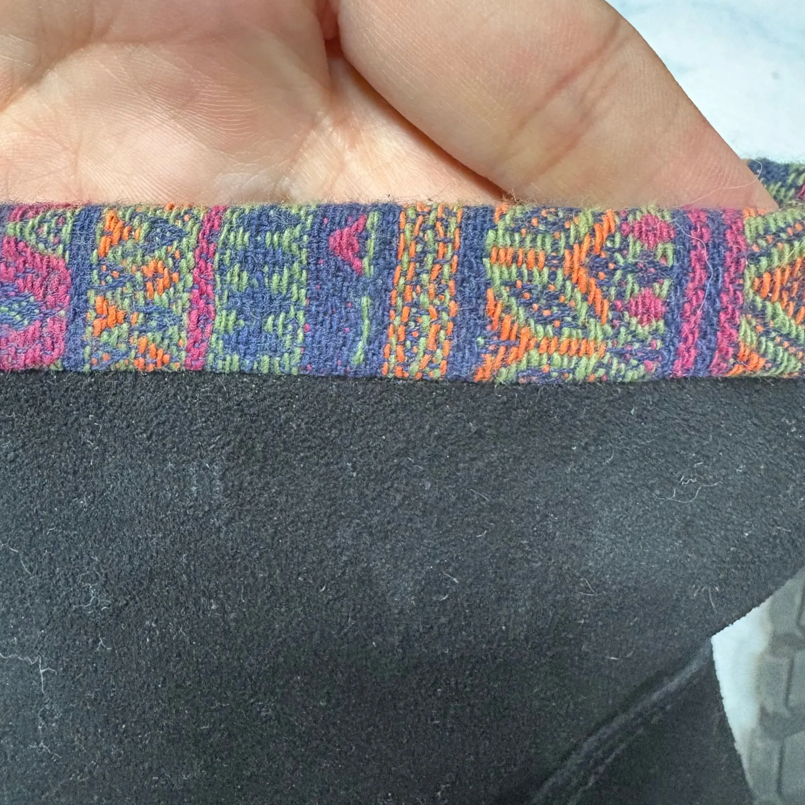 Lamo Women's Black Cow Suede Leather Boots Retro Boho Colorful Knit‎ Buckle 8 - Image 11