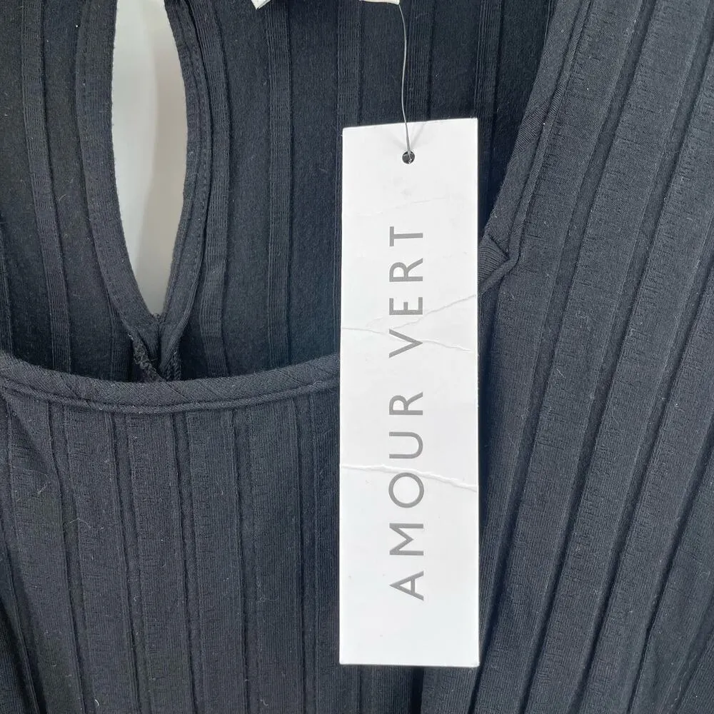 AMOUR VERT Jumpsuit Size Extra Large Briar Provence Rib Black Ribbed Stretch NWT - Image 5