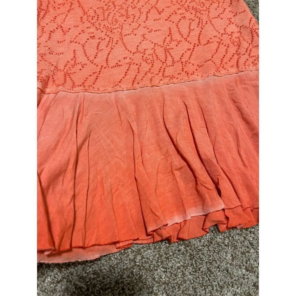 Free People Women's Orange Tie Dye Perforated Tank Top Size Standard S - Image 4