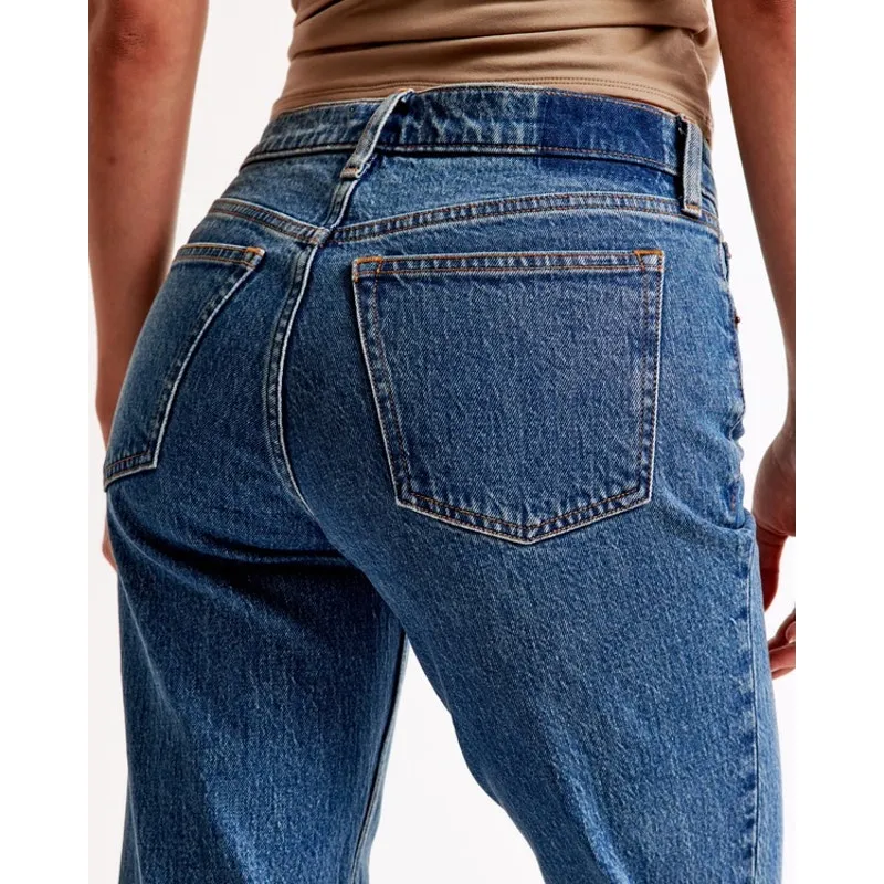 Abercrombie & Fitch The 90s Straight Mid Rise Jean Denim Dark Wash 12S 31 EUC - Image 5