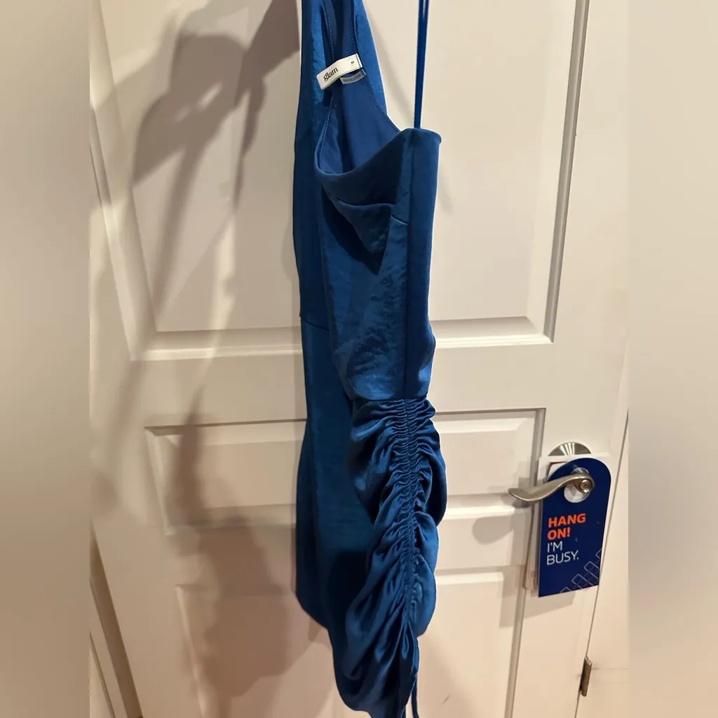 Glam Electric Blue One-Shoulder Dress - Image 3