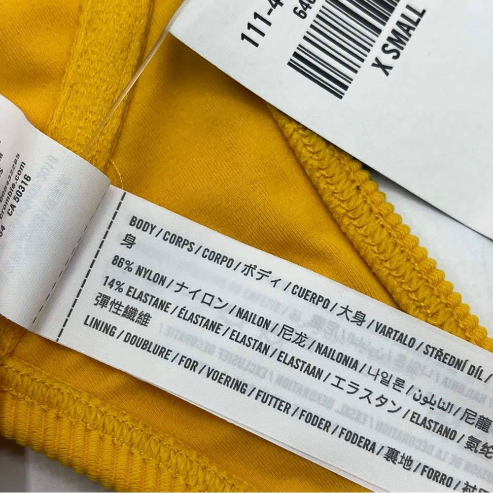 Abercrombie & Fitch Sz XS Yellow Underwire Bralette Corduroy Bikini Top - Image 12