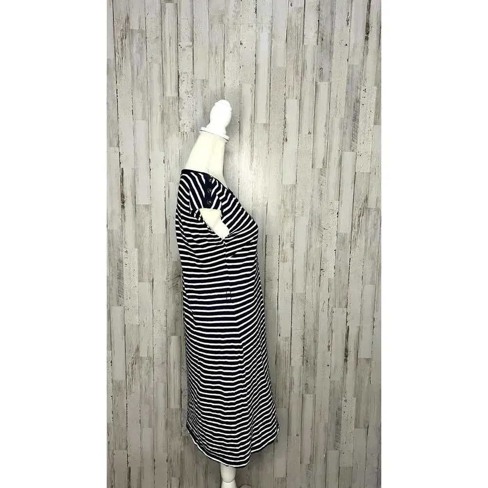 Talbots Petite Women's Size Small Striped T-Shirt‎ Dress Multicolor Short Sleeve - Image 2