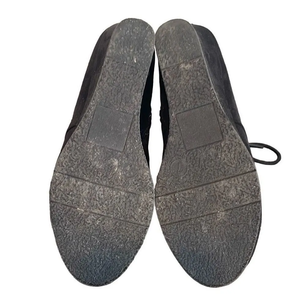 Merona Faux Suede Ankle Boots Heeled Size 7 Black‎ Lace Up Zip - Image 6