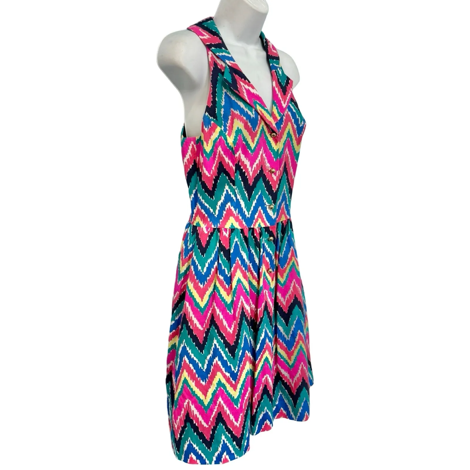 Lilly Pulitzer Sherlynn Hearts A Flutter Chevron Pink Fit & Flare Dress size 4 - Image 9