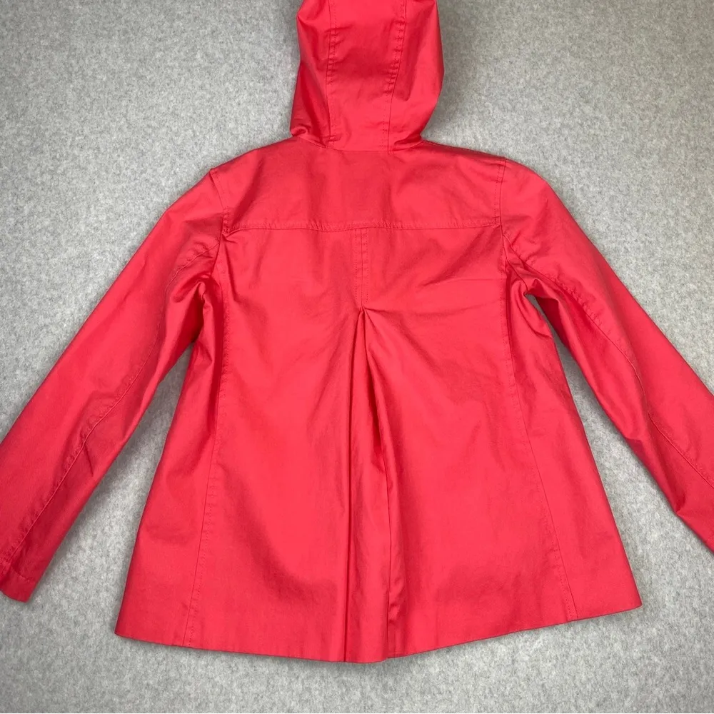 Talbots Petites Coral Pink Hooded Rain Jacket Coat Full Zip Pockets Lined - Image 3