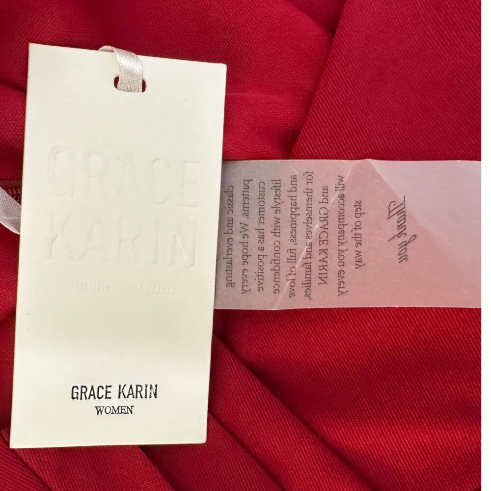 Grace Karin Red Long Sleeve Knee Length Dress Women's Size Small NEW with Tags - Image 4