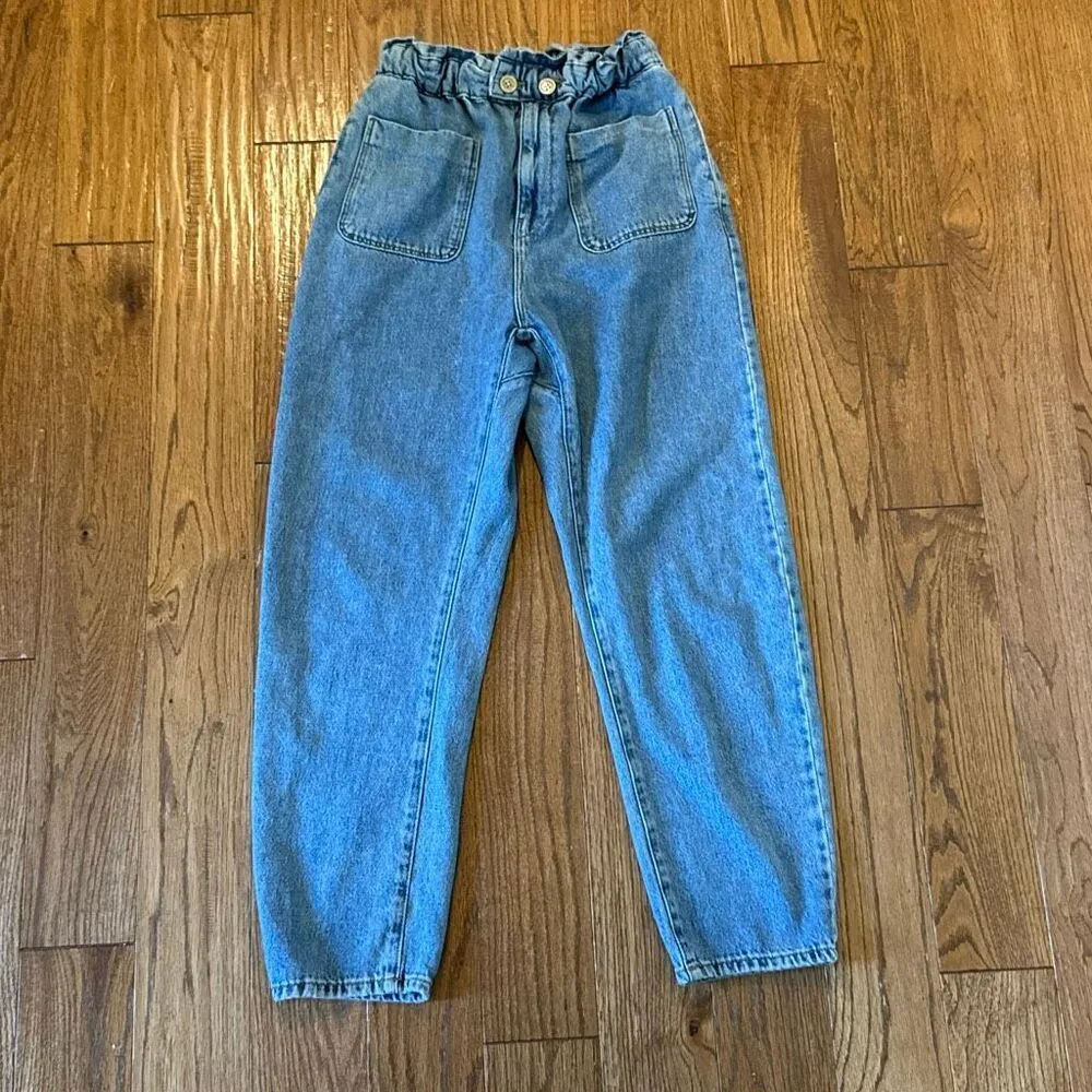 Zara high rise paperbag tapered elastic waistband jeans 4 - Image 4