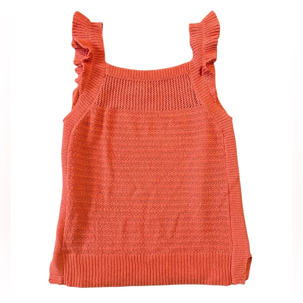 Ella Moss Coral Flames Sweater Ruffle Tank Top - Image 2