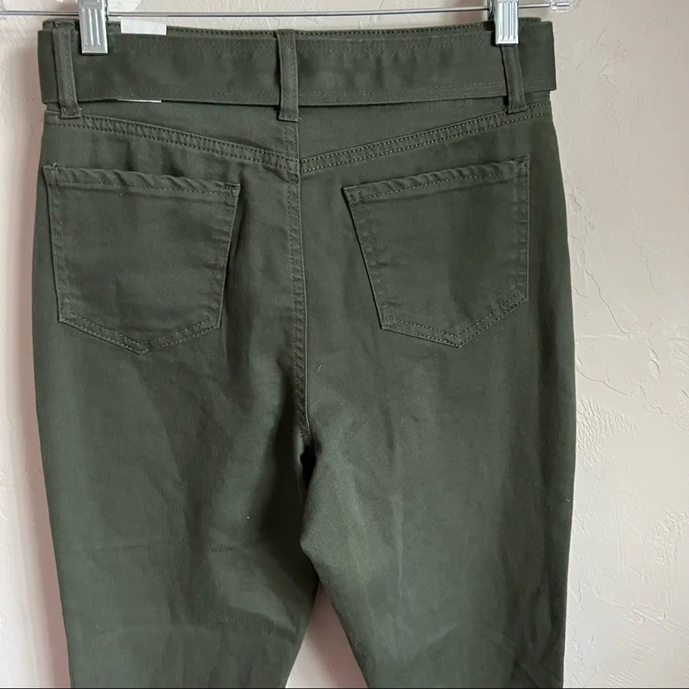 NWT Vanilla Star Olive Green Belted High Rise Square Pocket Skinny Jeans - Image 9