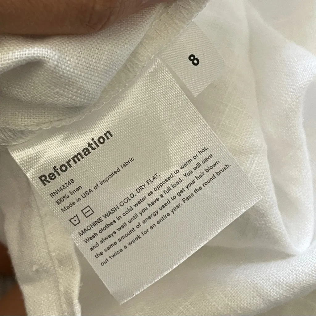 Reformation Linen Dress marseilles mini womens White (size 8) resortwear party - Image 6