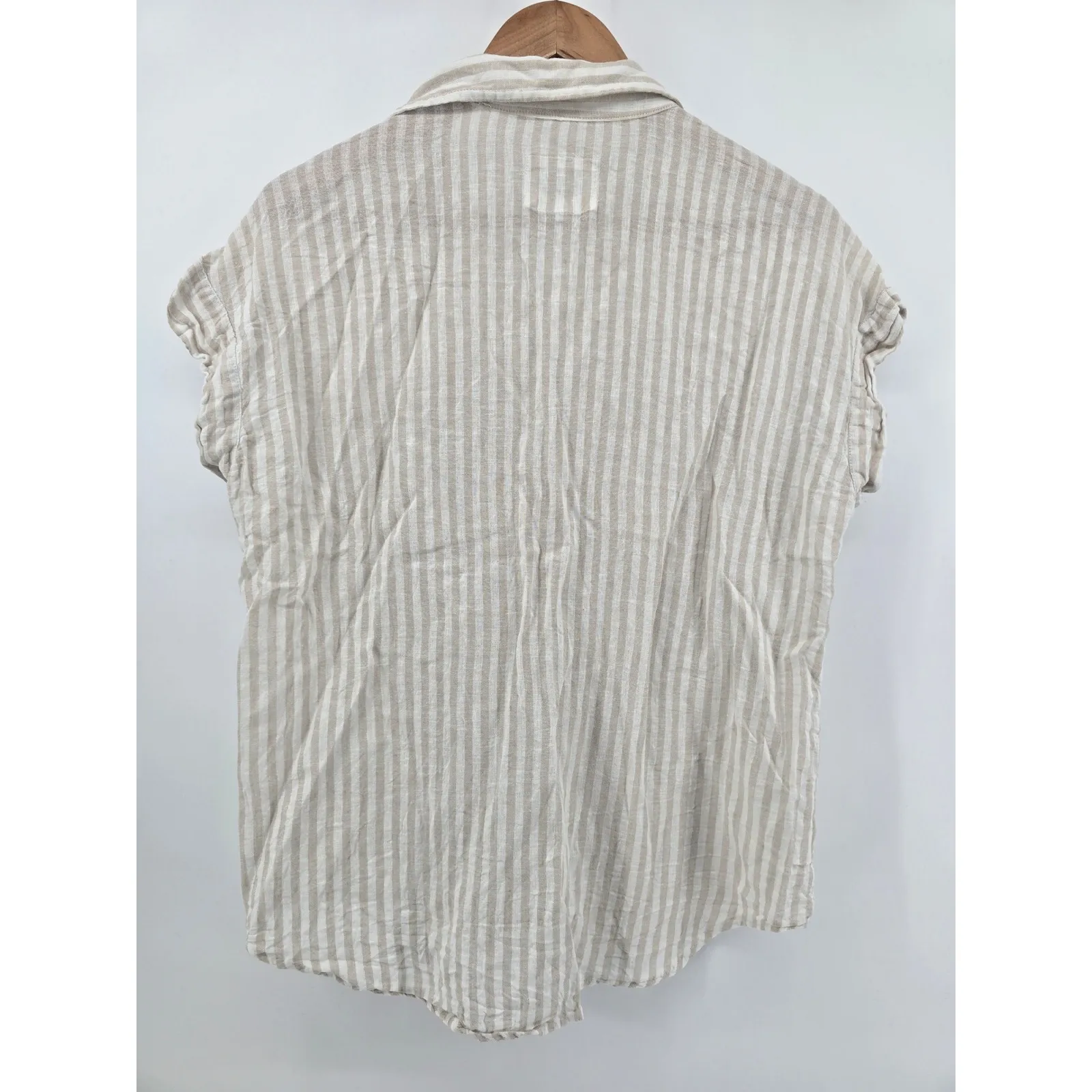 Rails Striped Linen Blend Short Sleeve Button Up Shirt Top Medium - Image 3