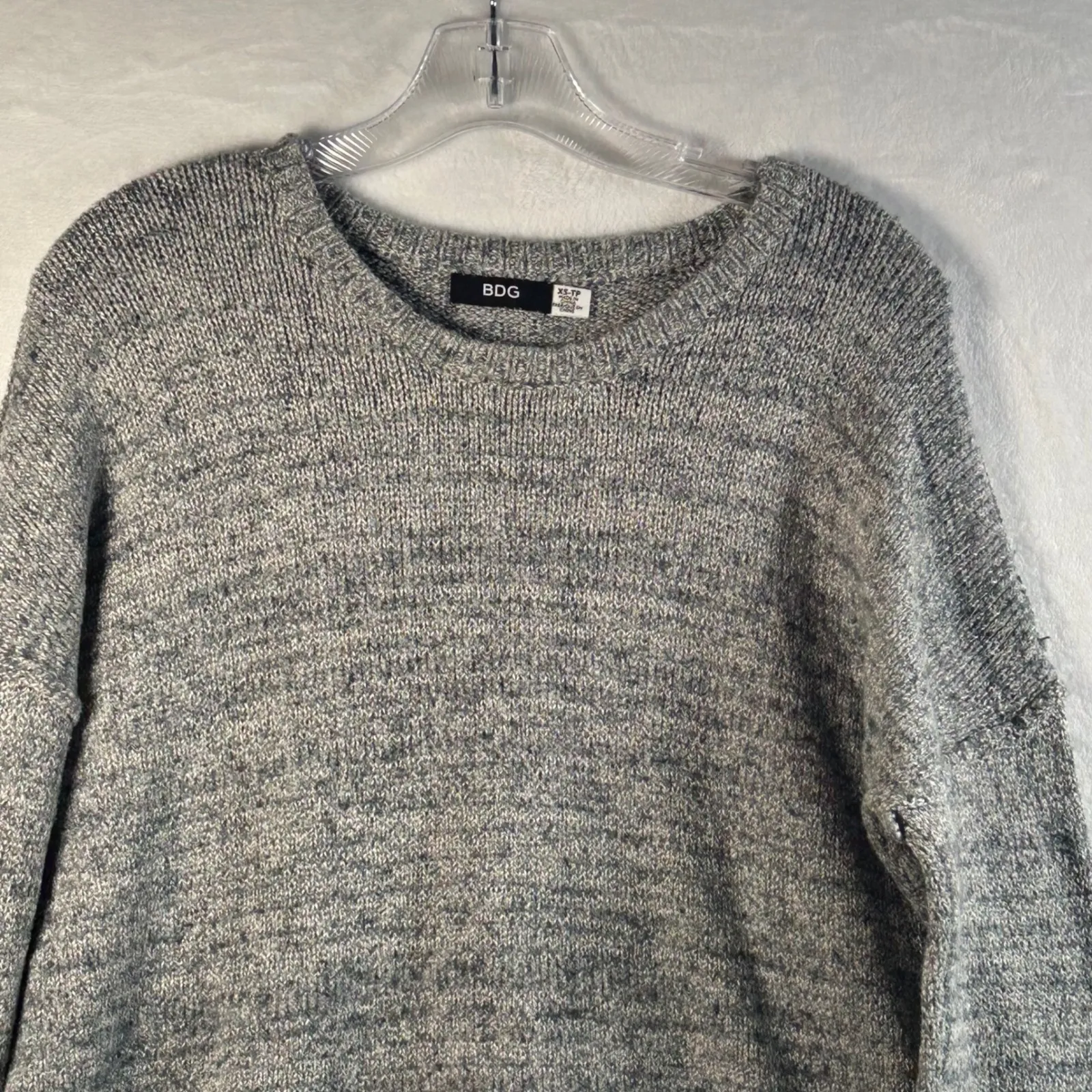 BDG Gray Speckled Knit Sweater Long Sleeve Crew Neck Casual Top XS - Image 7