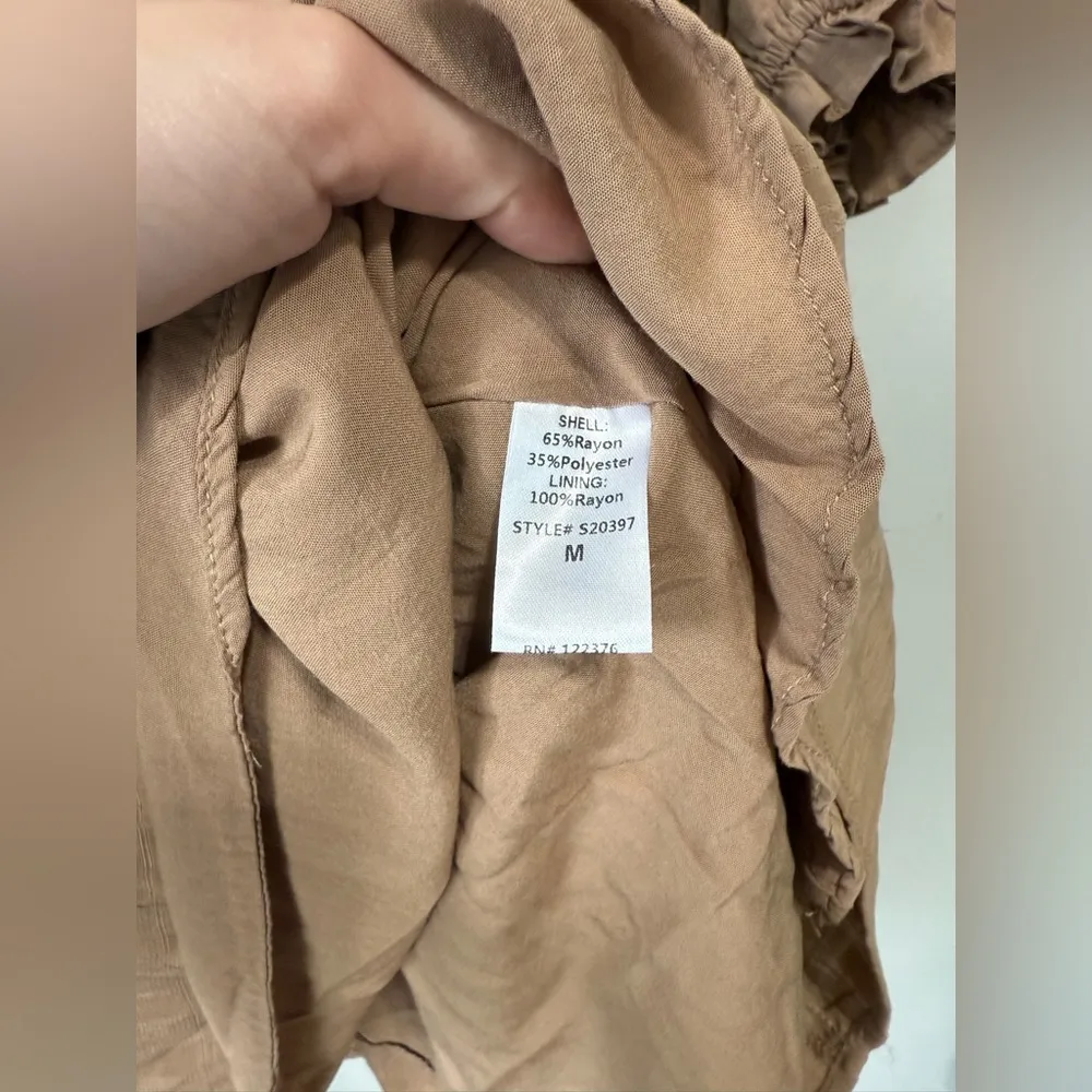 Mustard Seed Brown Smocked Puff Sleeve Dress Size Medium - Image 5