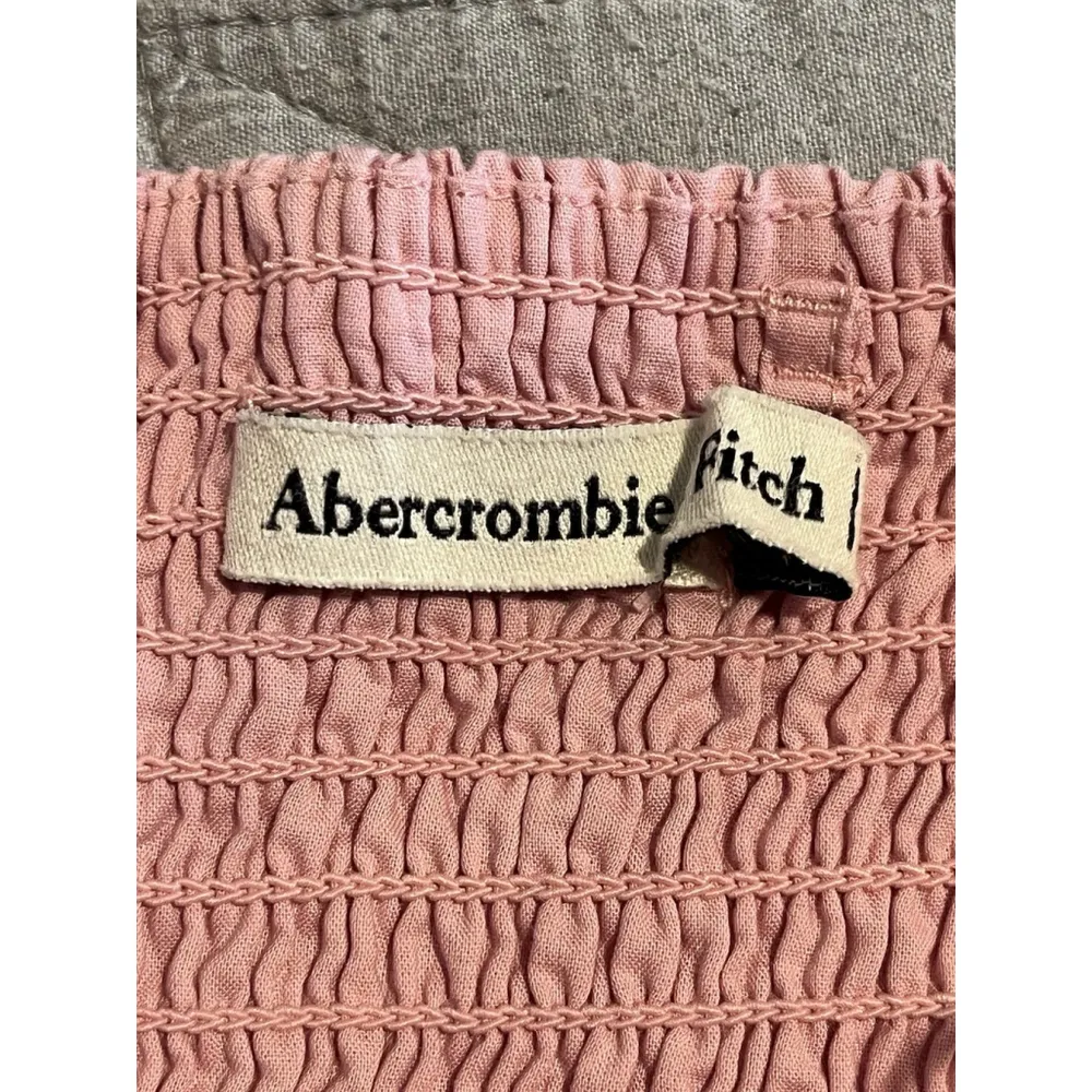 Abercrombie & Fitch Convertible Mini Dress Size Medium T Pink Bubble Hem Smocked - Image 5