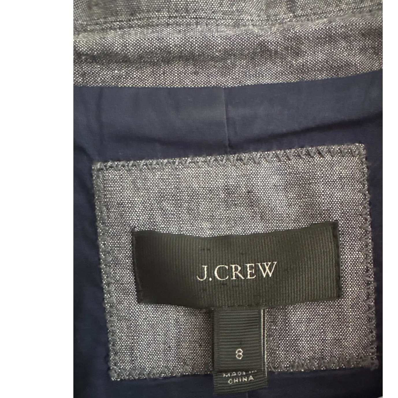 J. Crew one button preppy blazer 100% cotton structured chambray Blue 8 - Image 5